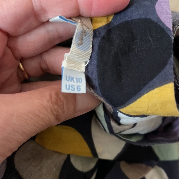 Boden Split Neck Geometric Tear Drop Purple 3/4 Sleeve Pullover Blouse-6 - Picture 8 of 9